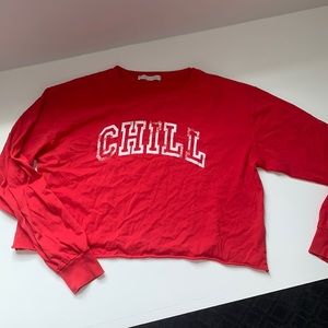 "Chill" Dont ask why aerie longsleeve crop top